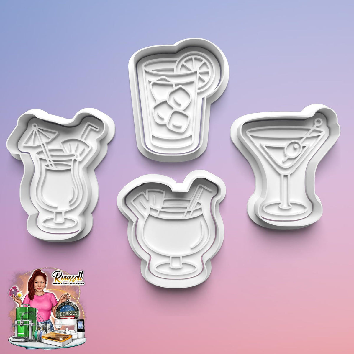 Cocktail Theme: 3D Printed Fondant, Clay Cutter Cookie cutter