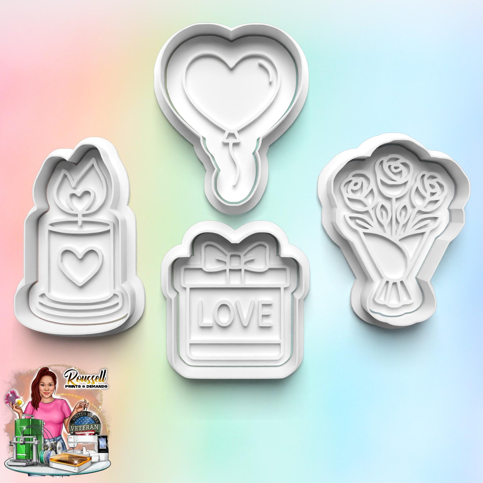 Valentine Theme: 3D Printed Fondant, Clay Cutter, Cookie cutter