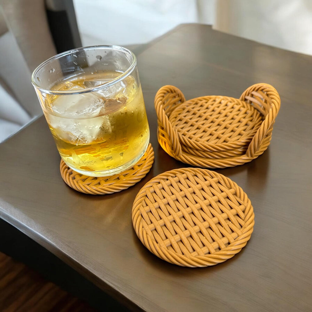 Rattan Style 3d printed coaster 4set