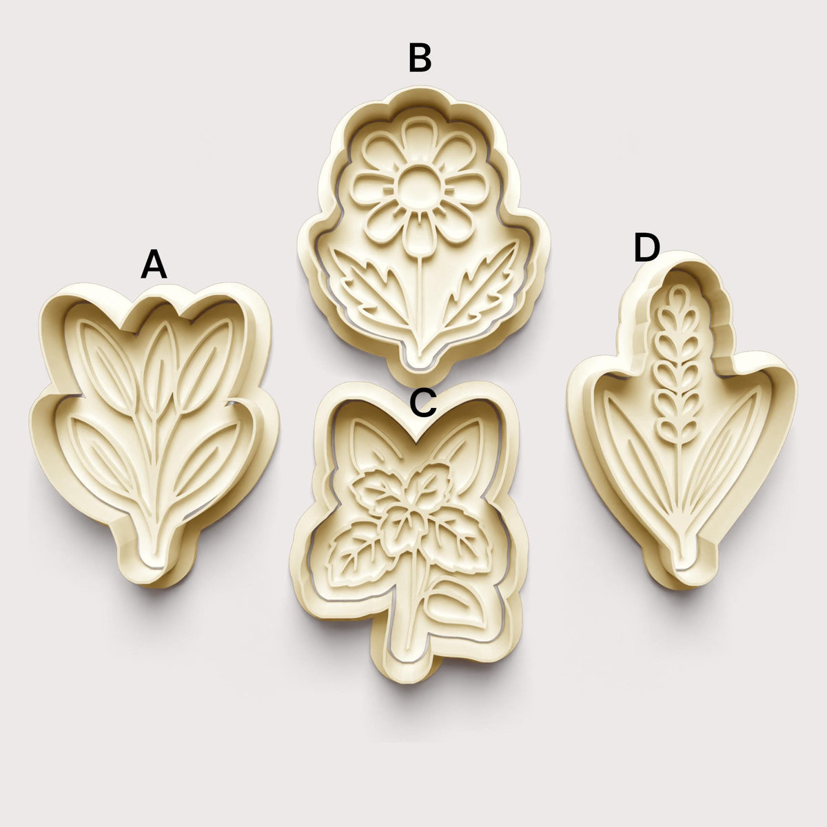 Herbs Theme Cookie Cutter: 3D Printed Fondant Clay Cutter