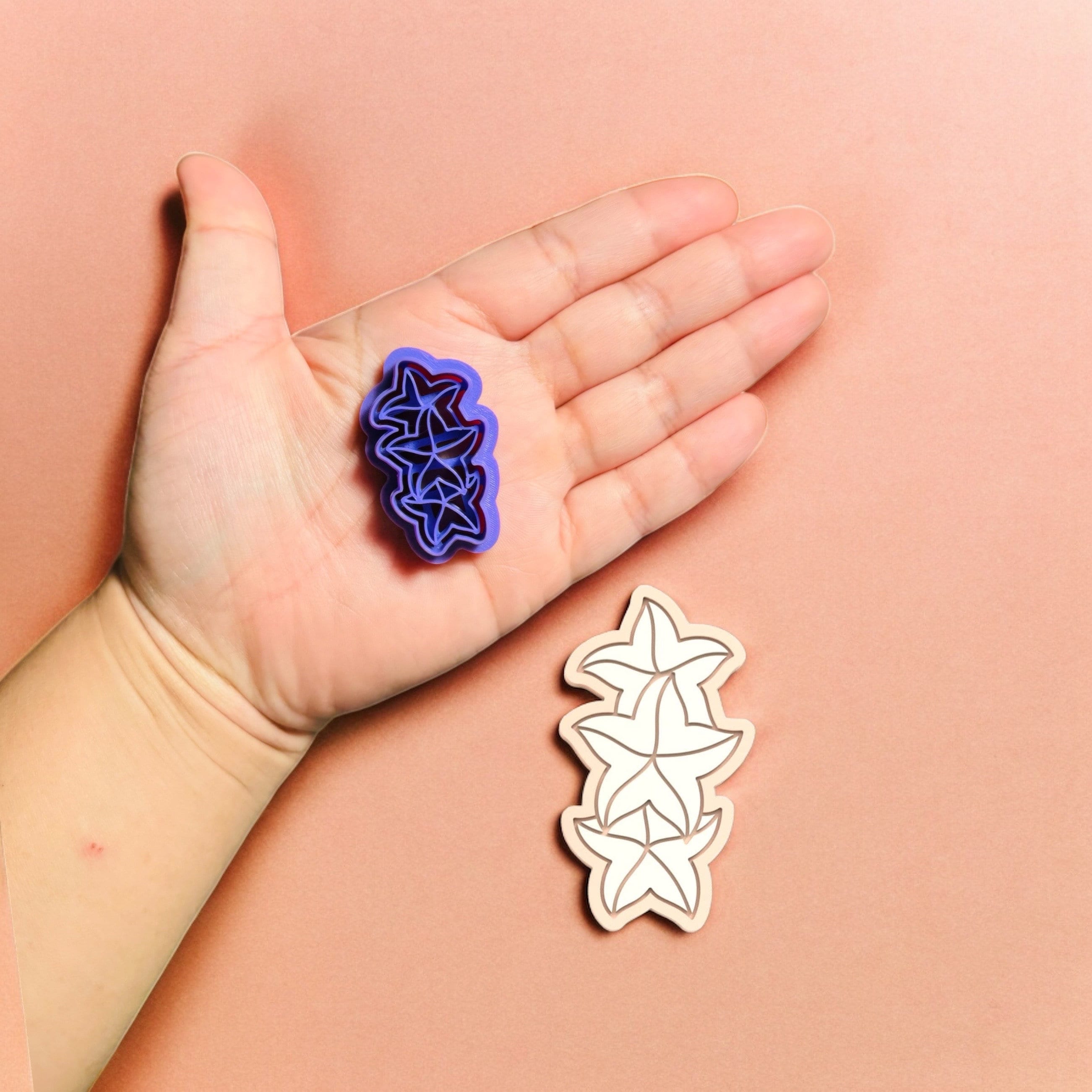 Triple Starfish Clay Cutter: Polymer Clay Earring Tool