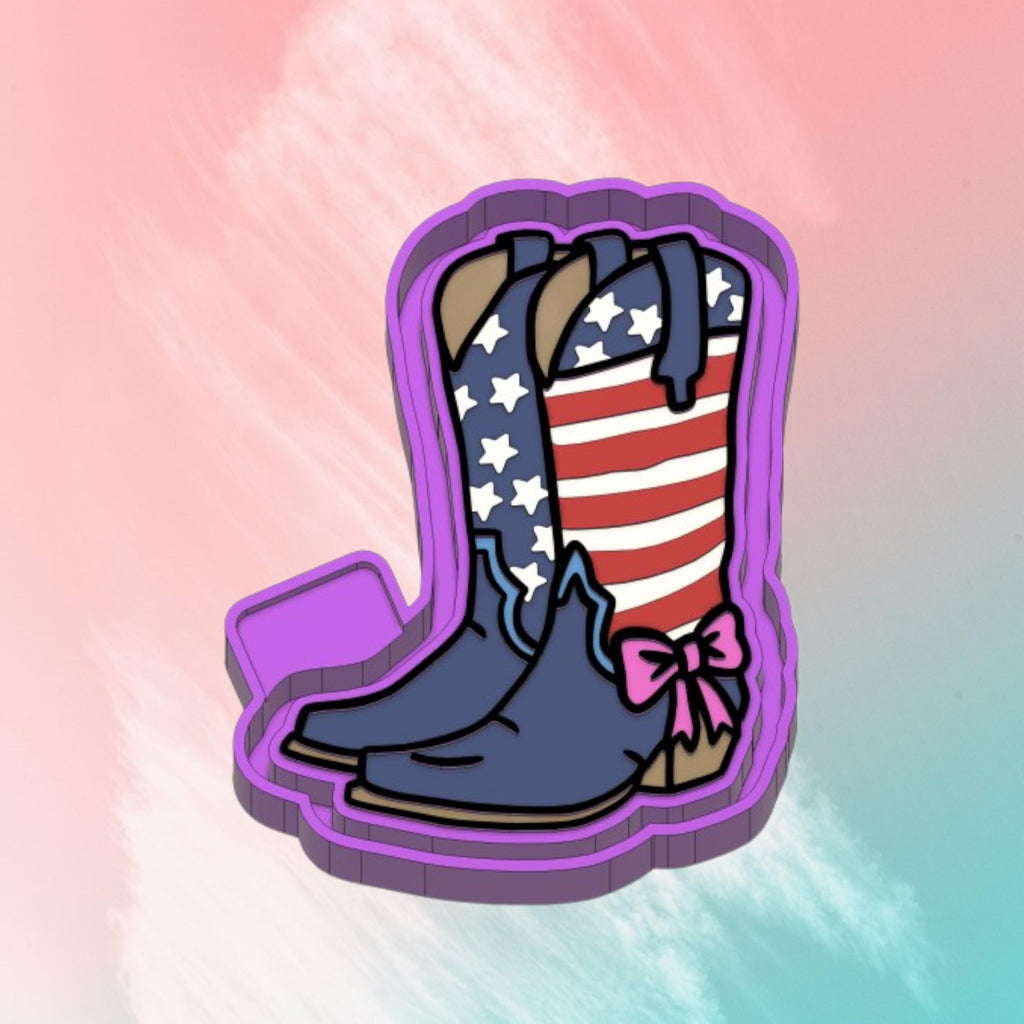 Cowgirl Boots American Flag Freshie Silicon Mold / Molder