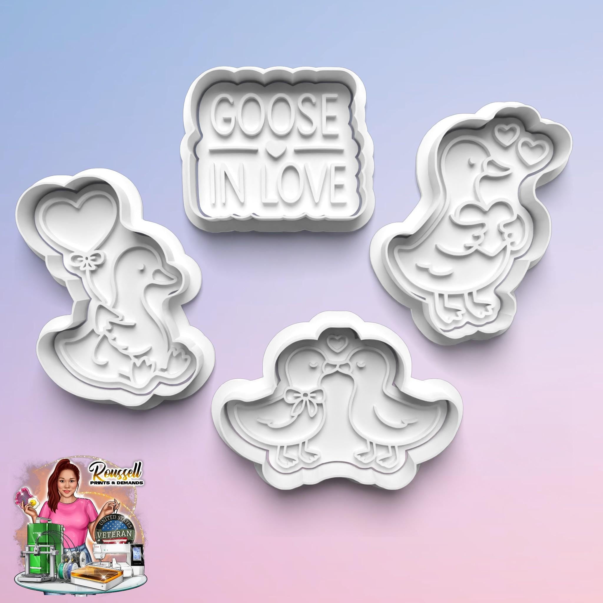 Goose In love Theme: 3D Printed Fondant, Clay Cutter Cookie cutter