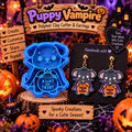 Puppy Vampire Clay Cutter Set with polymer clay earring example – Halloween vampire dog design by Roussell Prints