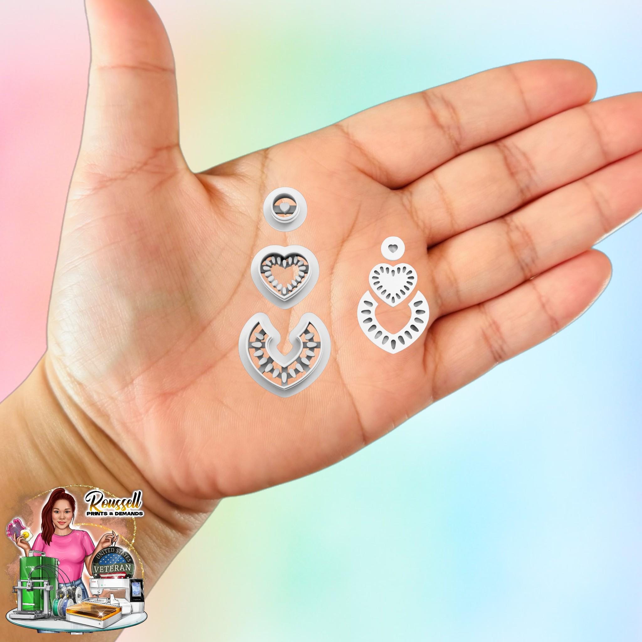 Azulejo-Style Earring Heart Combo Clay Cutter
