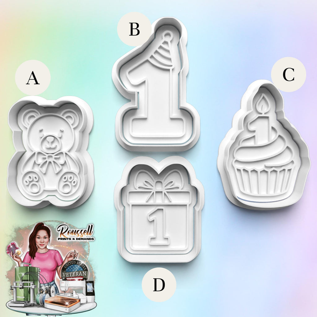First Birthday Theme Cookie Cutter: 3D Printed Fondant & Clay Cutter