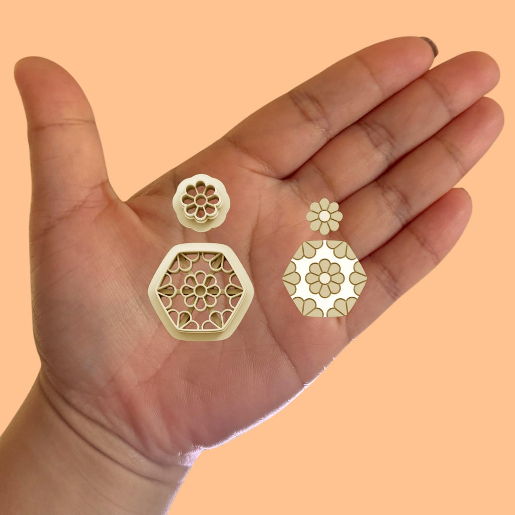 Flower Ornament Combo Earring C Polymer Clay cutter