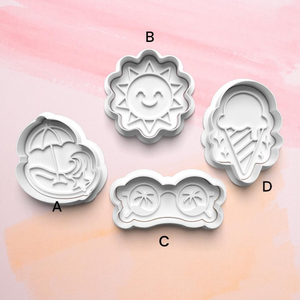 Summer Cookie Cutter Set: Beach, Sun, Ice Cream (3D Printed)