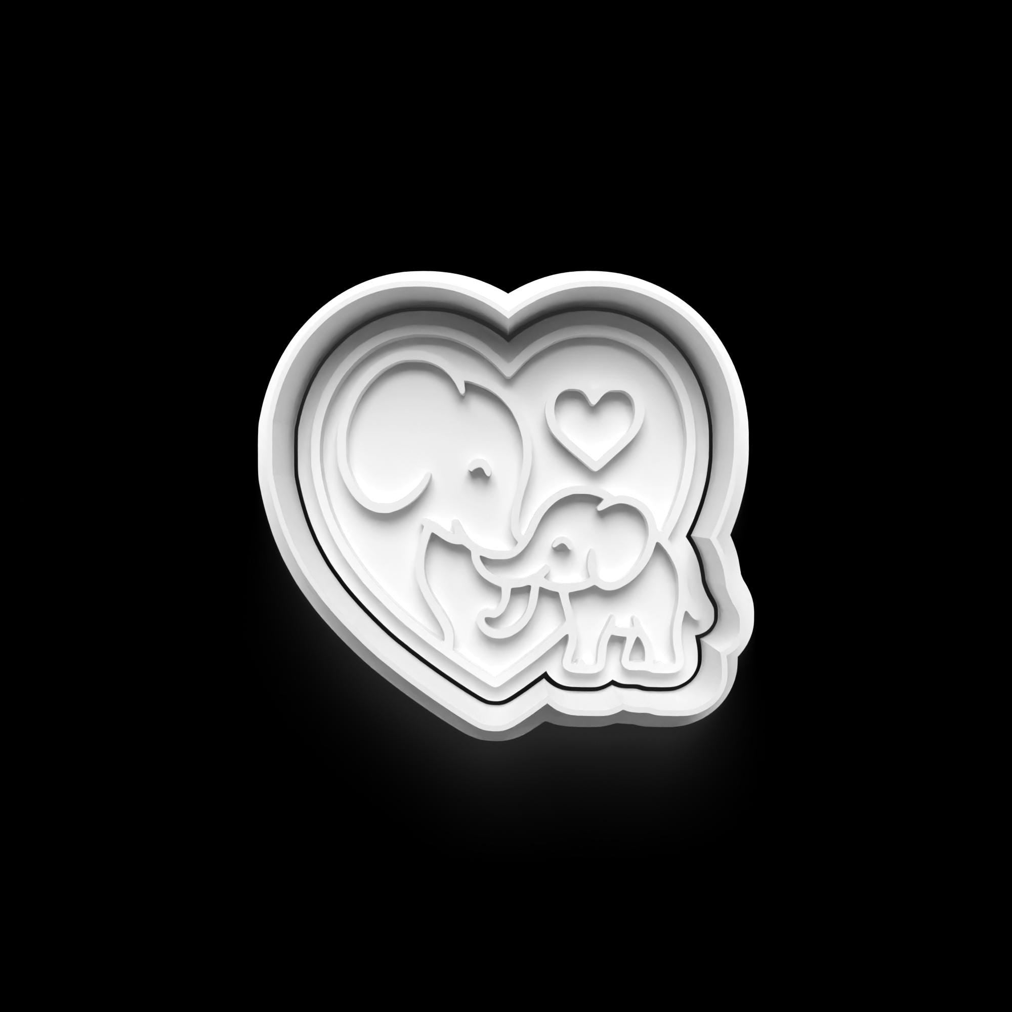 Elephant Family Cookie Cutter: 3D Printed Fondant Cutter