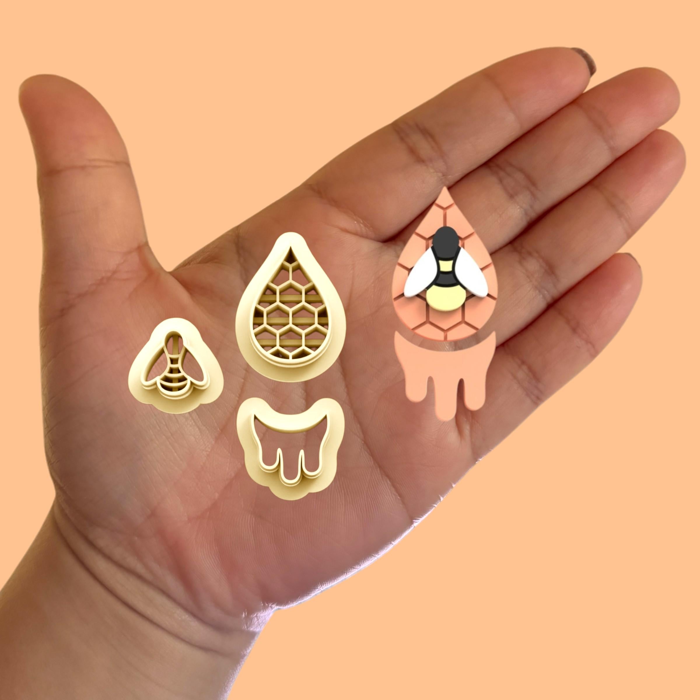 Honeycomb Combo with Bee Polymer clay cutter