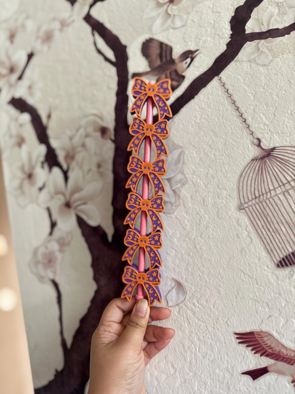 Ribbon skull straw topper . Stanley topper