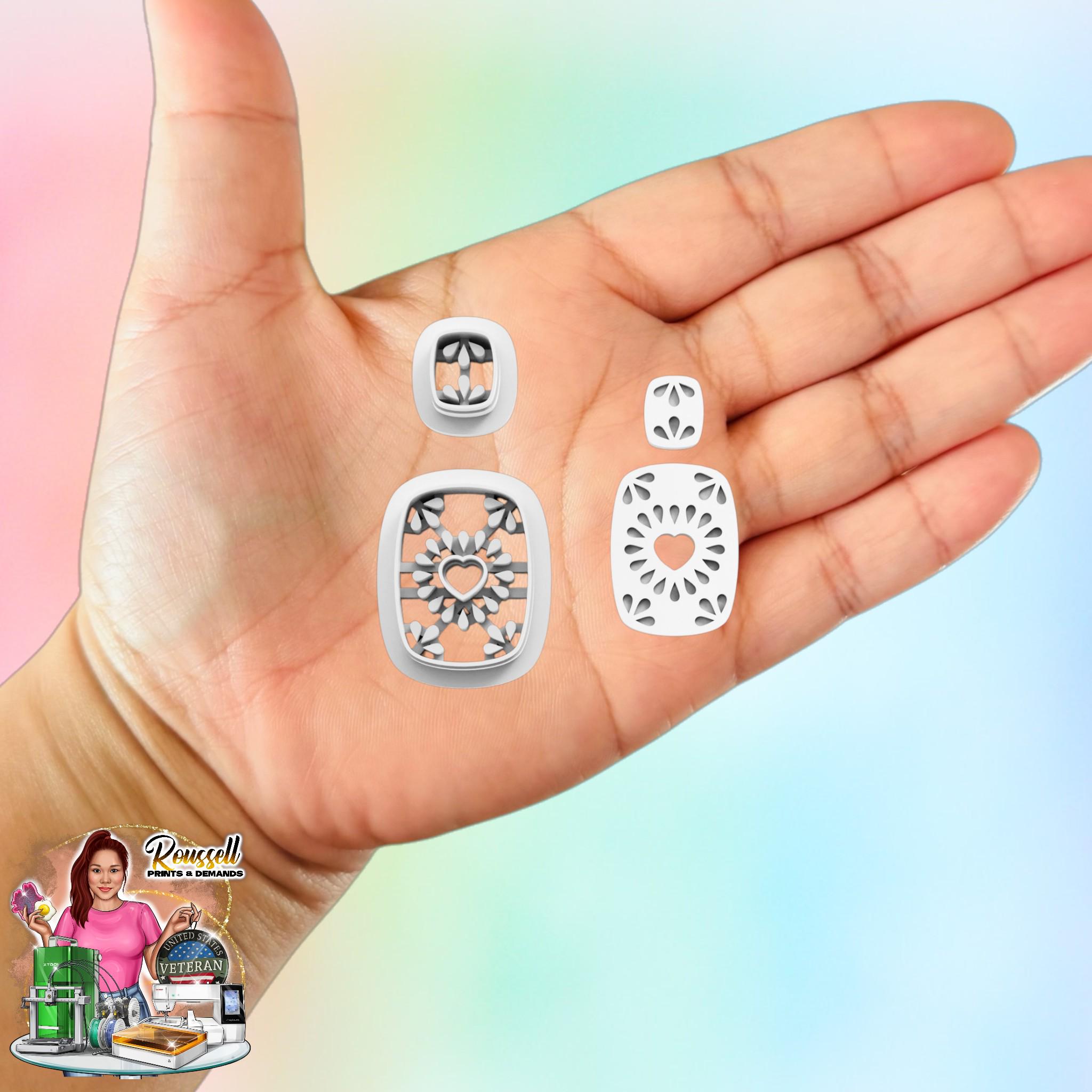 Azulejo-Style Earring Heart Cutout Clay Cutter