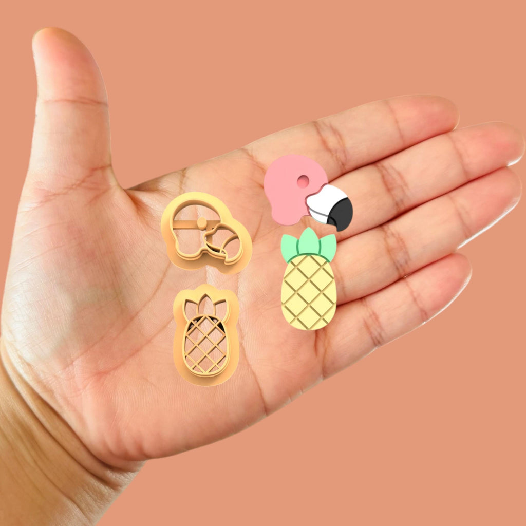 Flamingo with Pineapple Polymer clay cutter