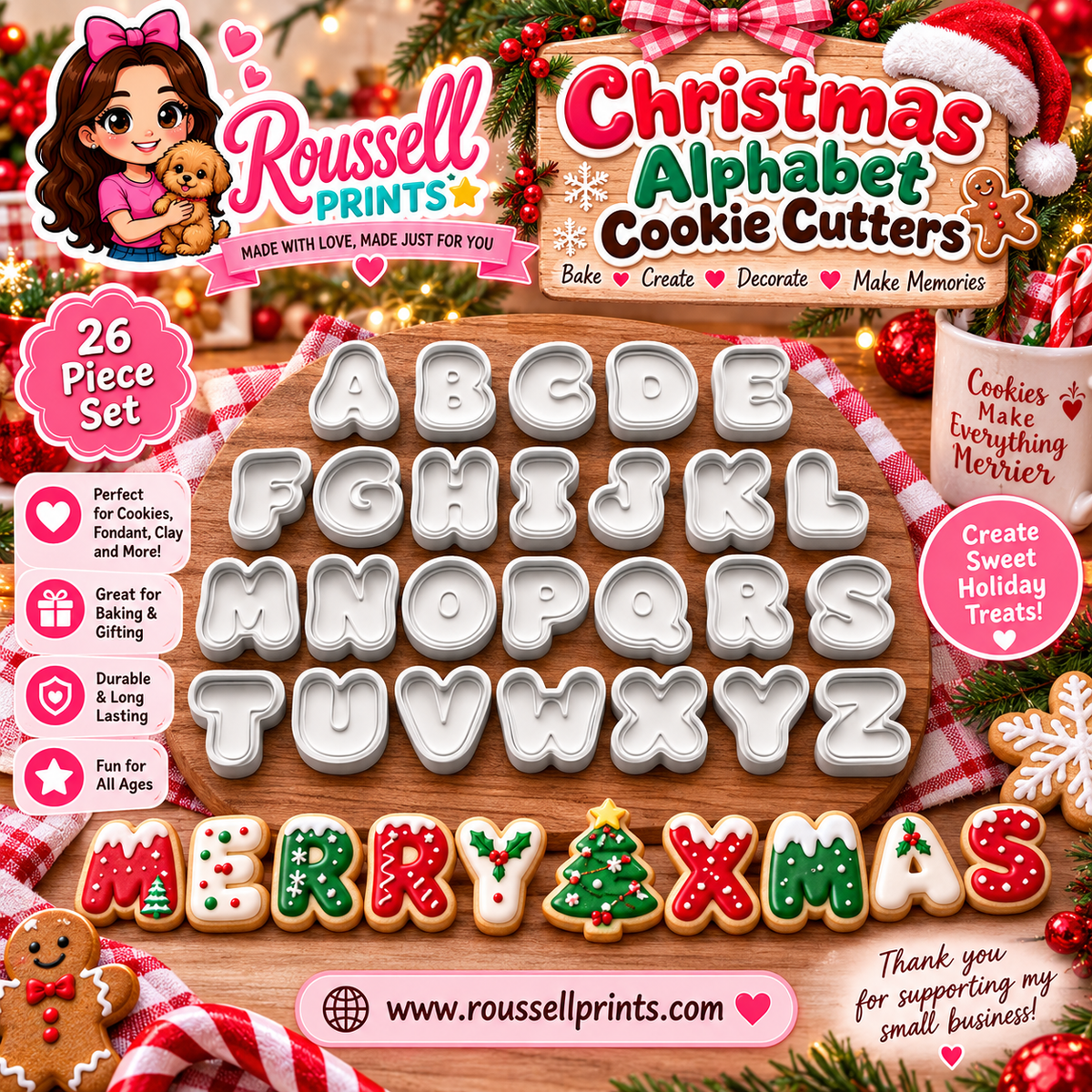Christmas Alphabet Cookie Cutters 26-Piece Set
