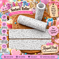 Birthday Party texture roller with embossed cakes, cupcakes, candles, presents, balloons, banners, stars, and confetti patterns