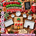 Large Christmas fireplace cookie cutter collection with fireplace, stockings, wreath, gifts, tree, snowflake, and festive holiday designs