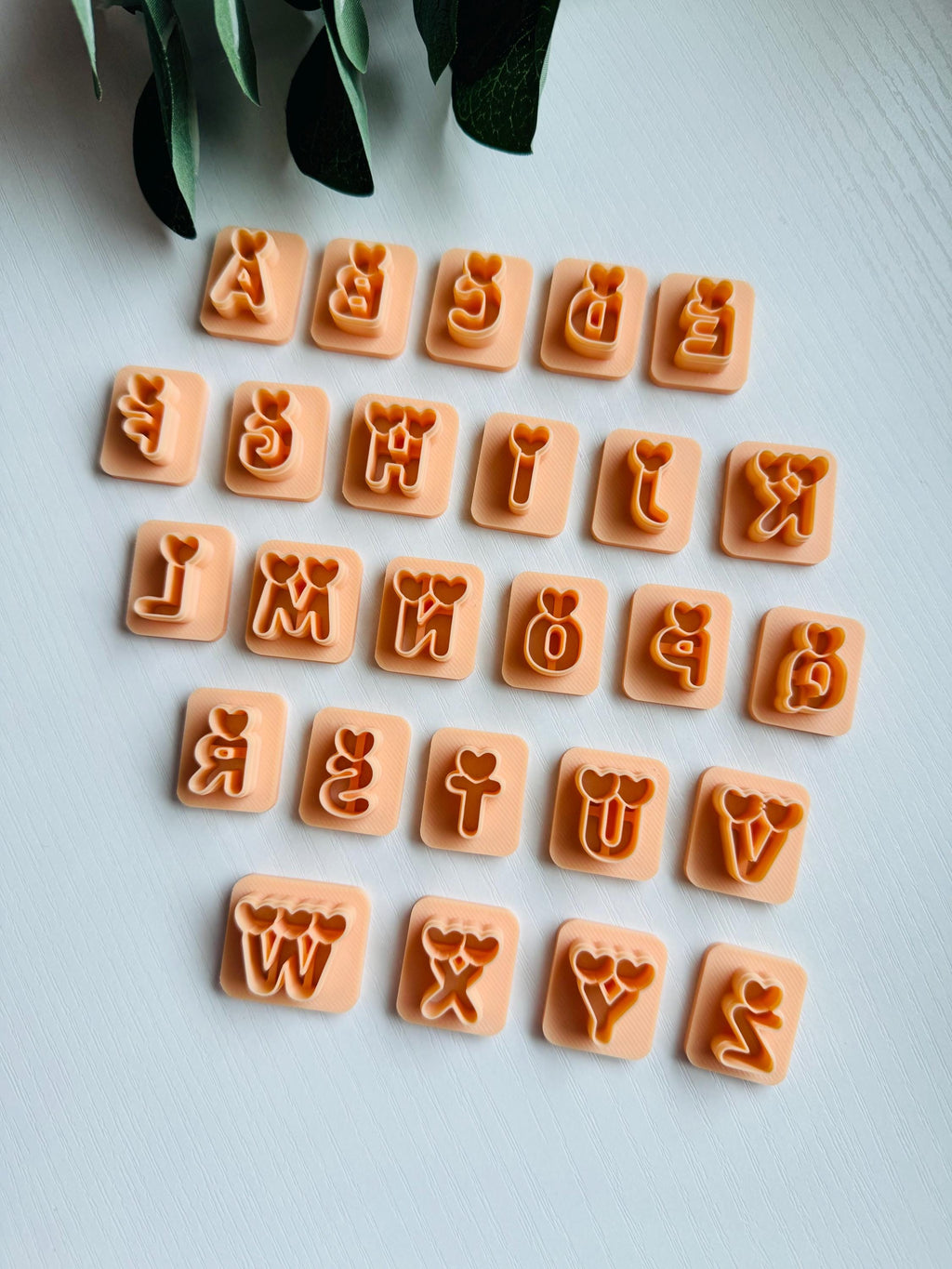 Valentines Alphabet with Hearts Polymer clay cutter