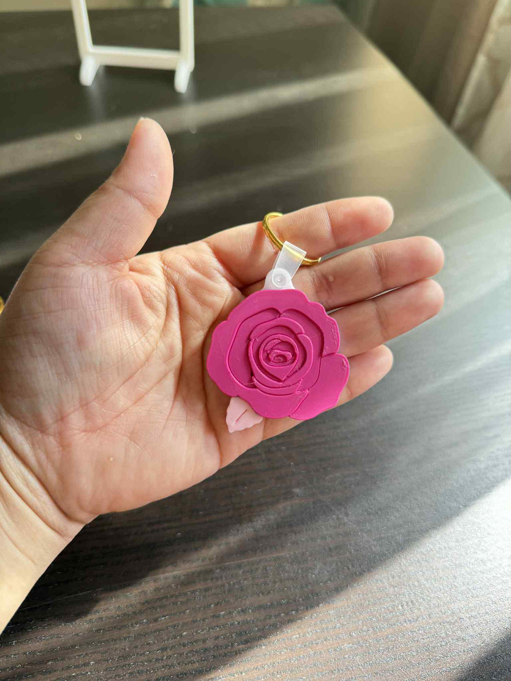Pink Rose  NFC keychain 3d Printed