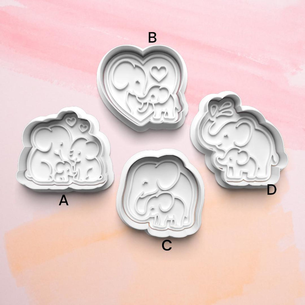 Elephant Family Cookie Cutter: 3D Printed Fondant Cutter