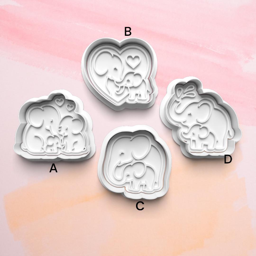 Elephant Family Cookie Cutter: 3D Printed Fondant Cutter