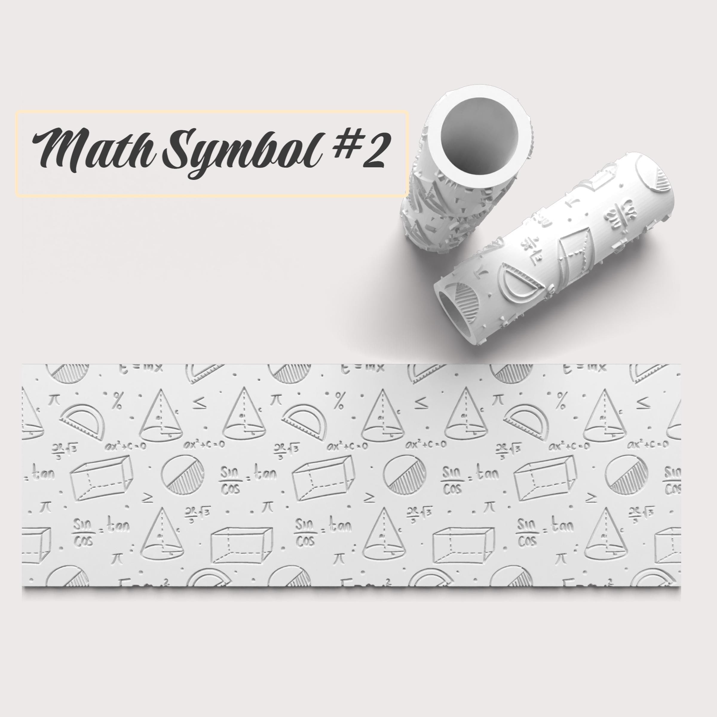 Math Symbol #2 texture roller  for cookies, fondant, polymer clay, pottery clay etc