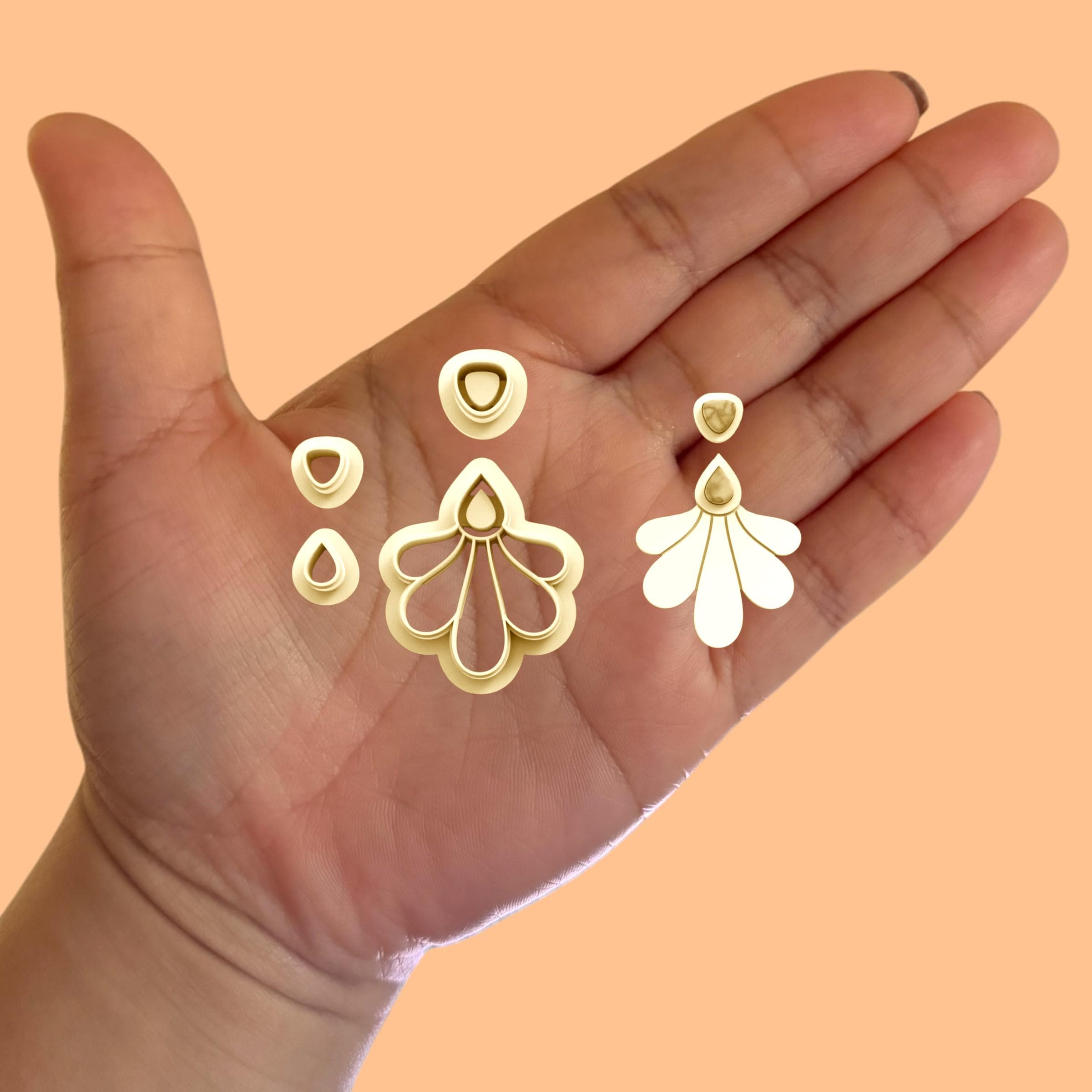 Flower Petals Earring with Precious Stones A Polymer clay cutter