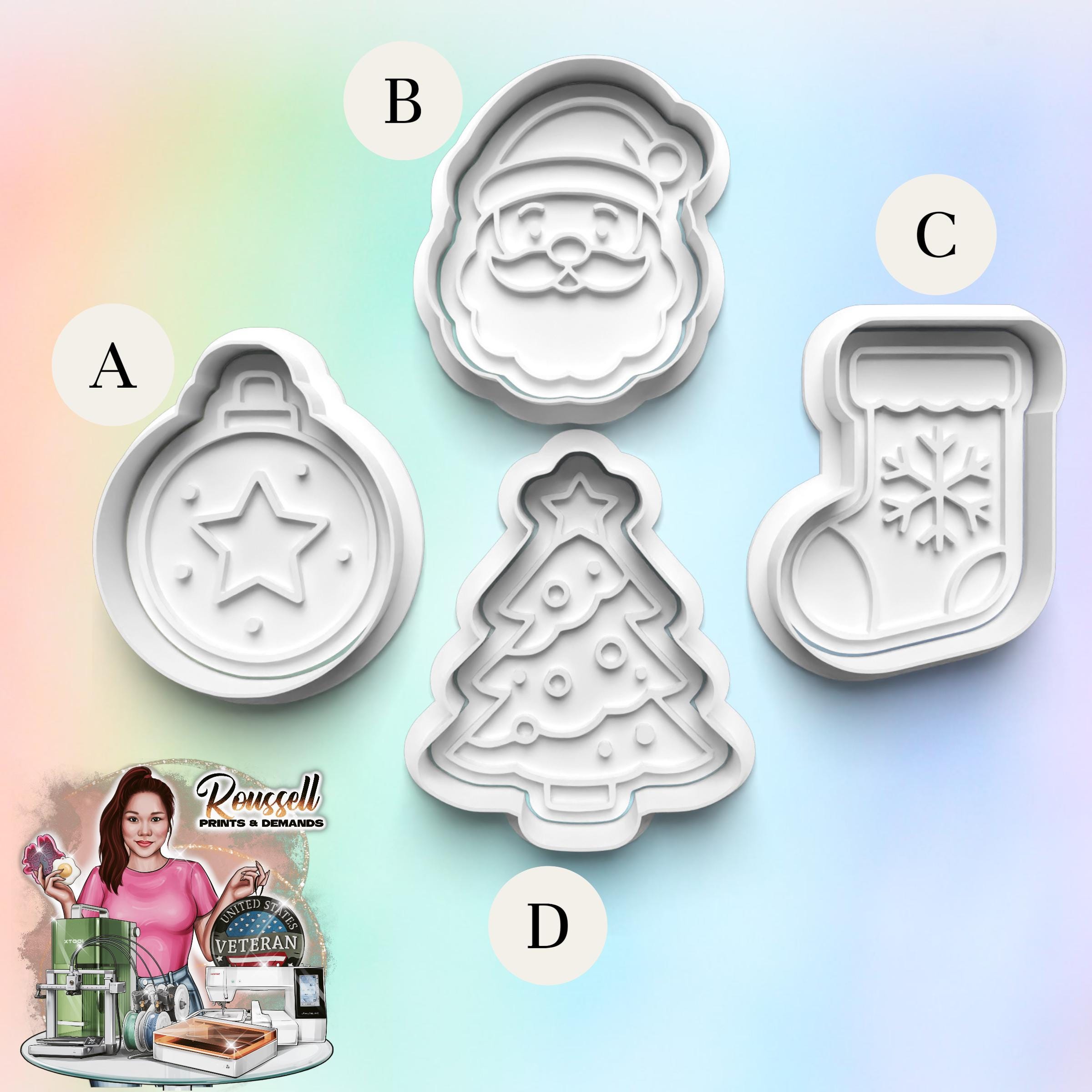 Christmas Theme Cookie Cutter: 3D Printed Fondant & Clay Cutter
