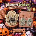 Mummy Gator Clay Cutter Set with polymer clay earring example – Halloween spooky cute design by Roussell Prints
