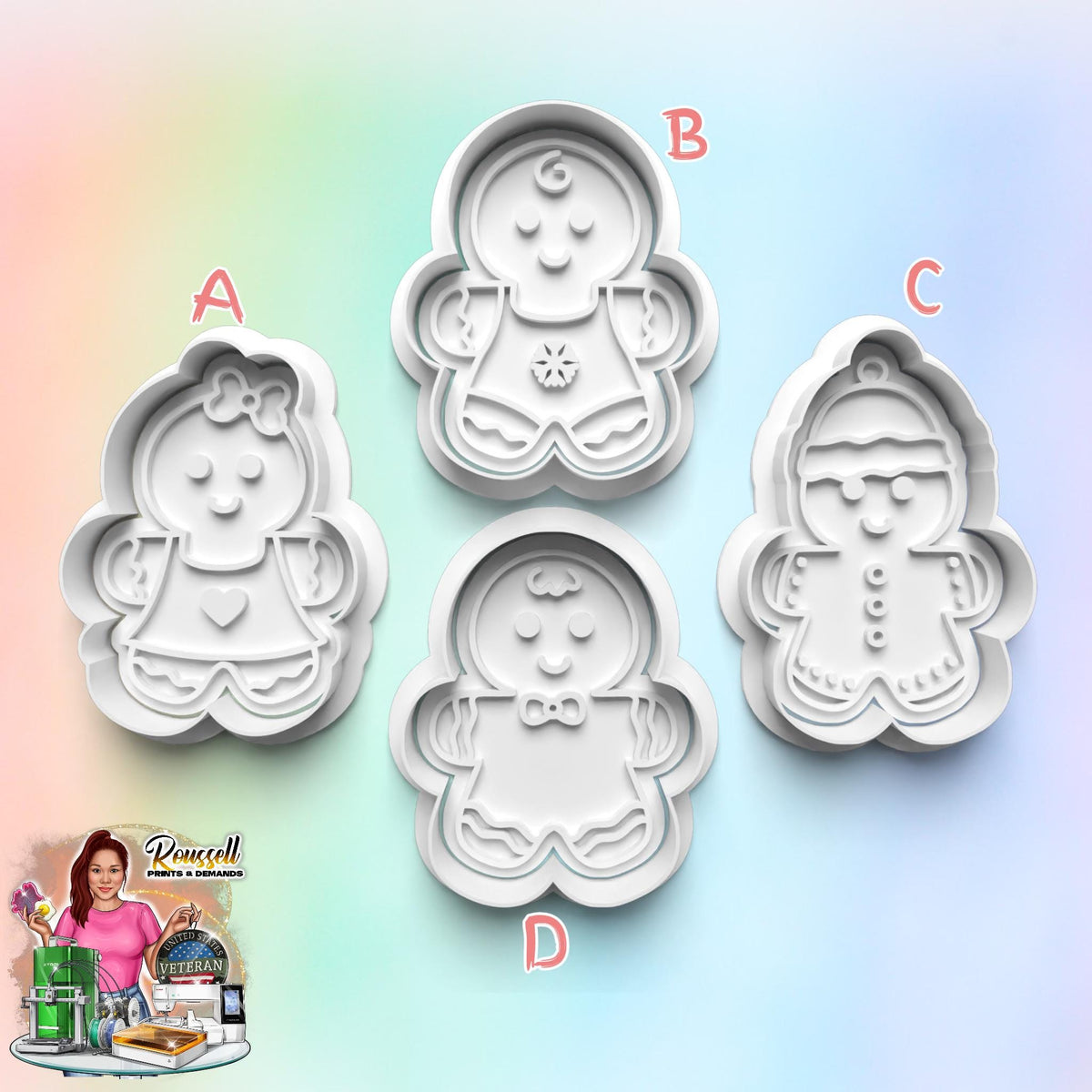 Ginger bread  Cookie Cutter/ Clay Cutter: 3D Printed Fondant & Clay Cutter