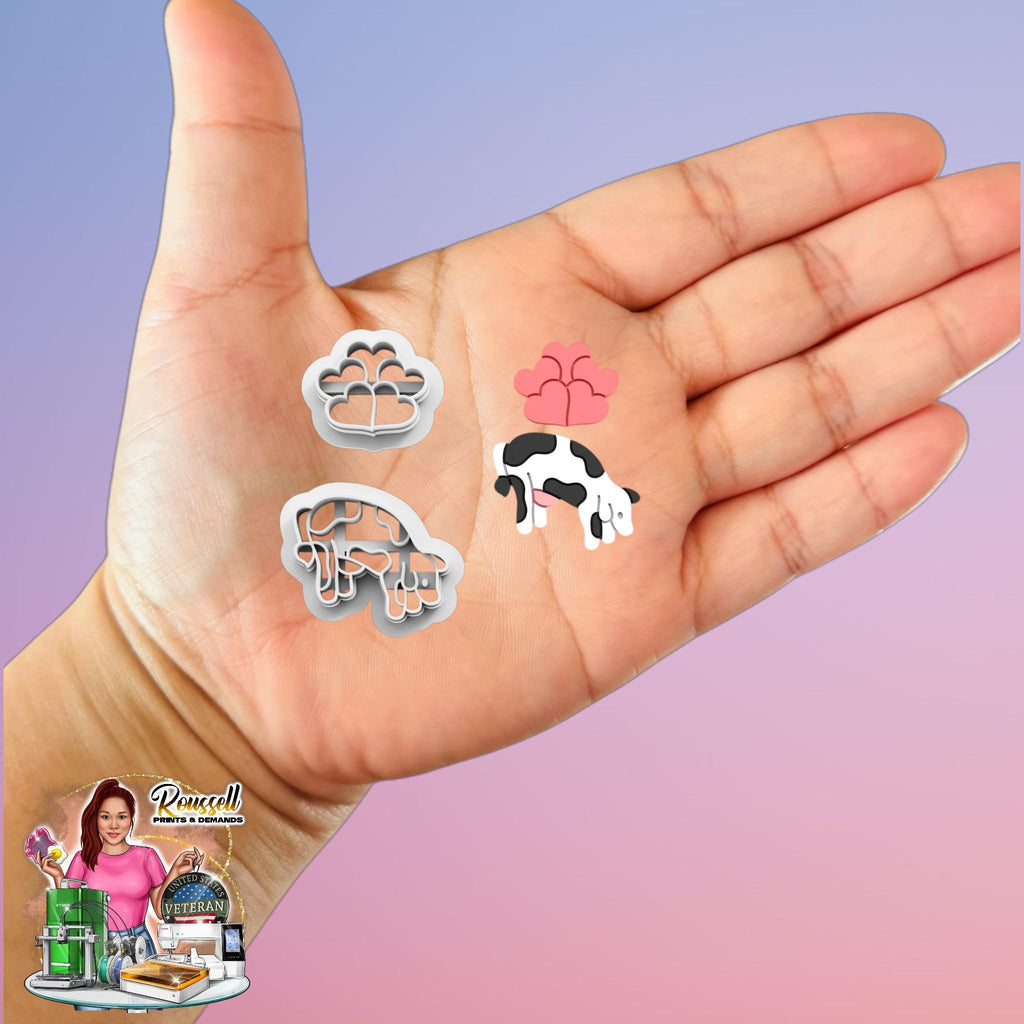 Cow with Heart Balloons Clay Cutters