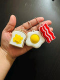 Breakfast Food Clicker Keychain: Bacon, Egg & Toast