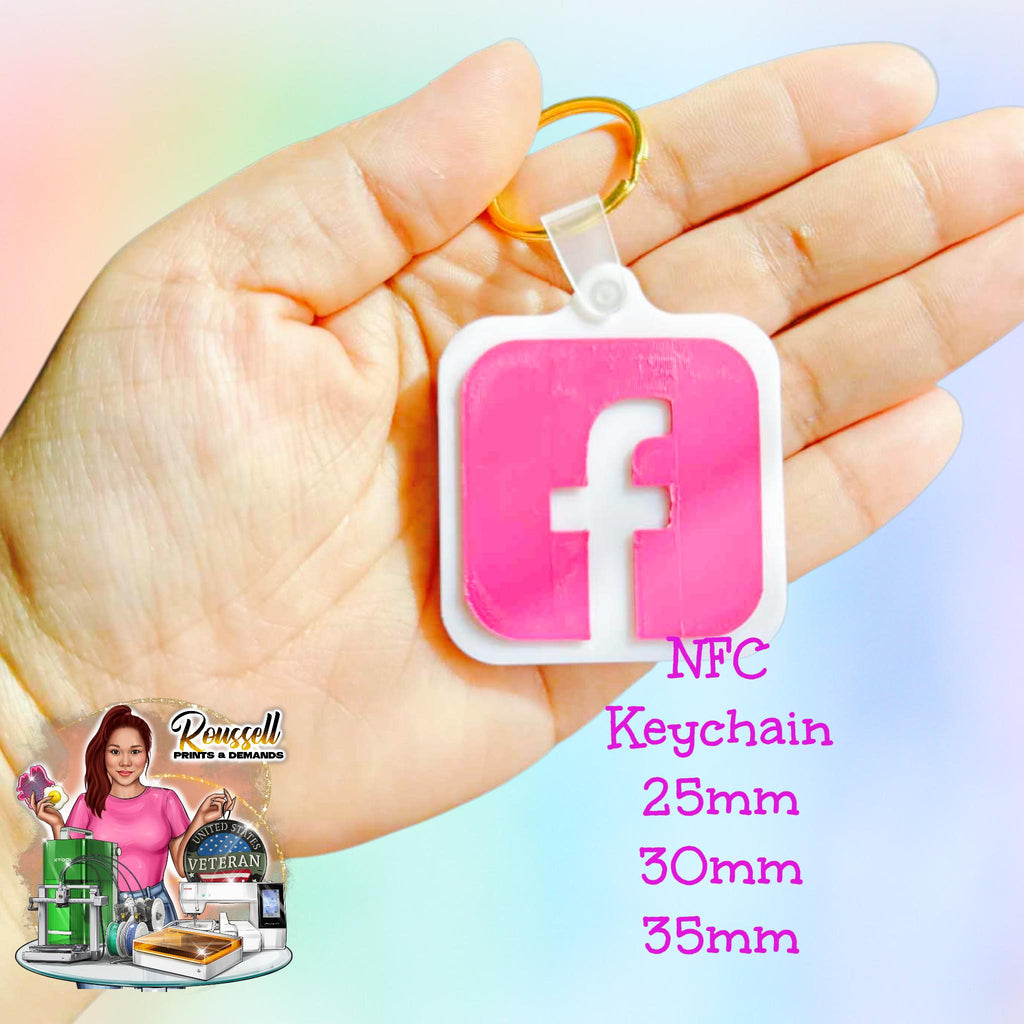 Facebook design NFC keychain 3d Printed