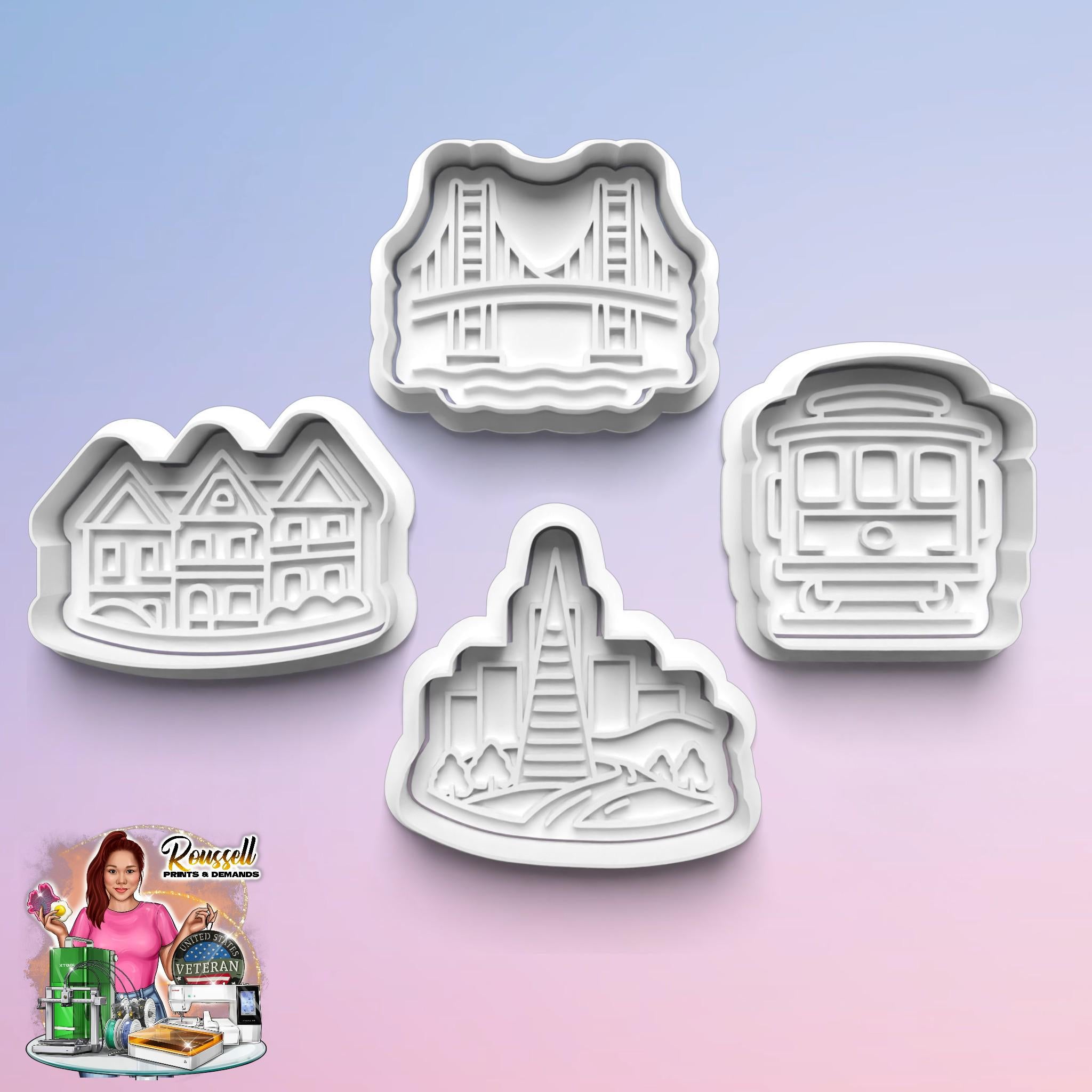 San Francisco Theme: 3D Printed Fondant, Clay Cutter Cookie cutter