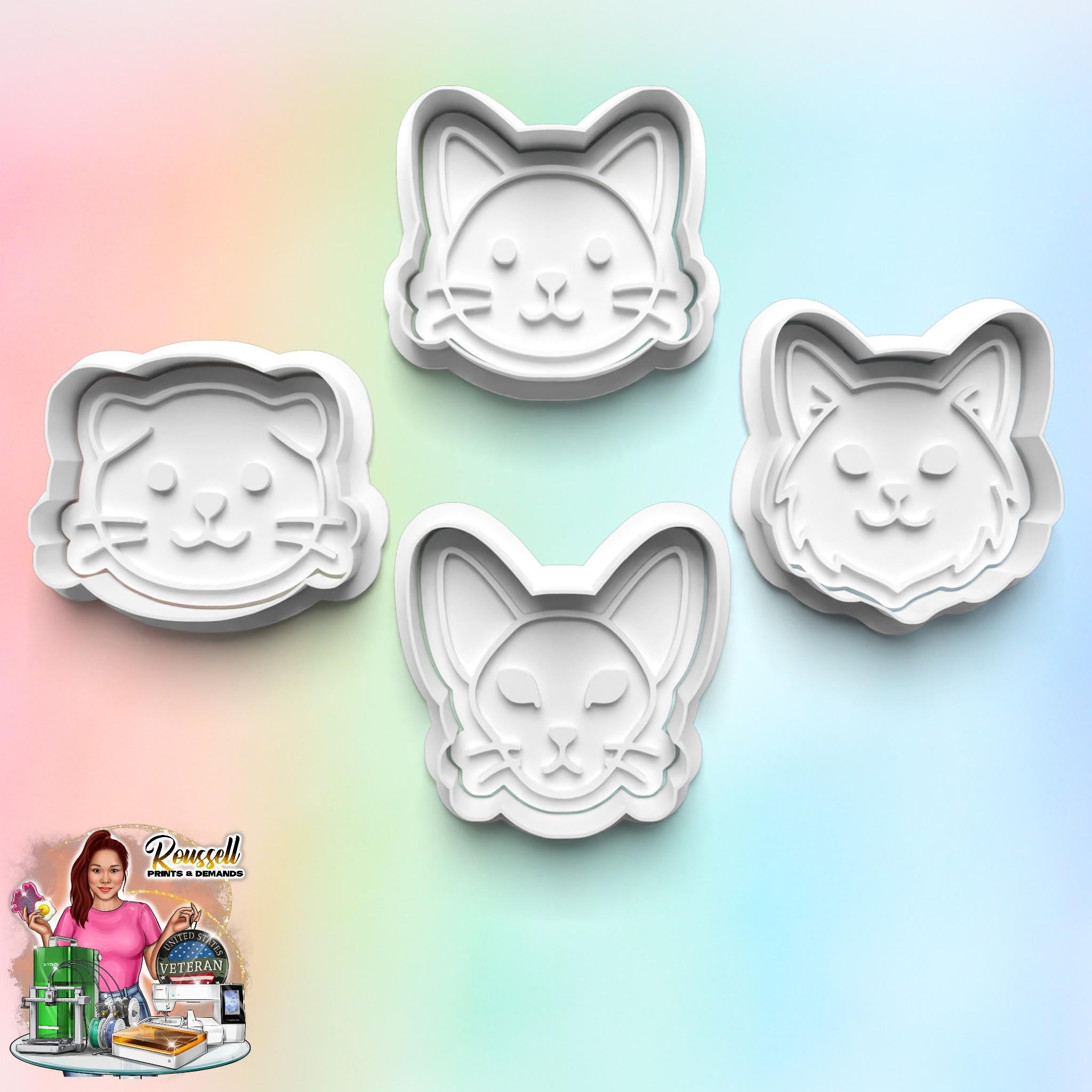 Cat Theme: 3D Printed Fondant , Clay Cutter, Cookie cutter