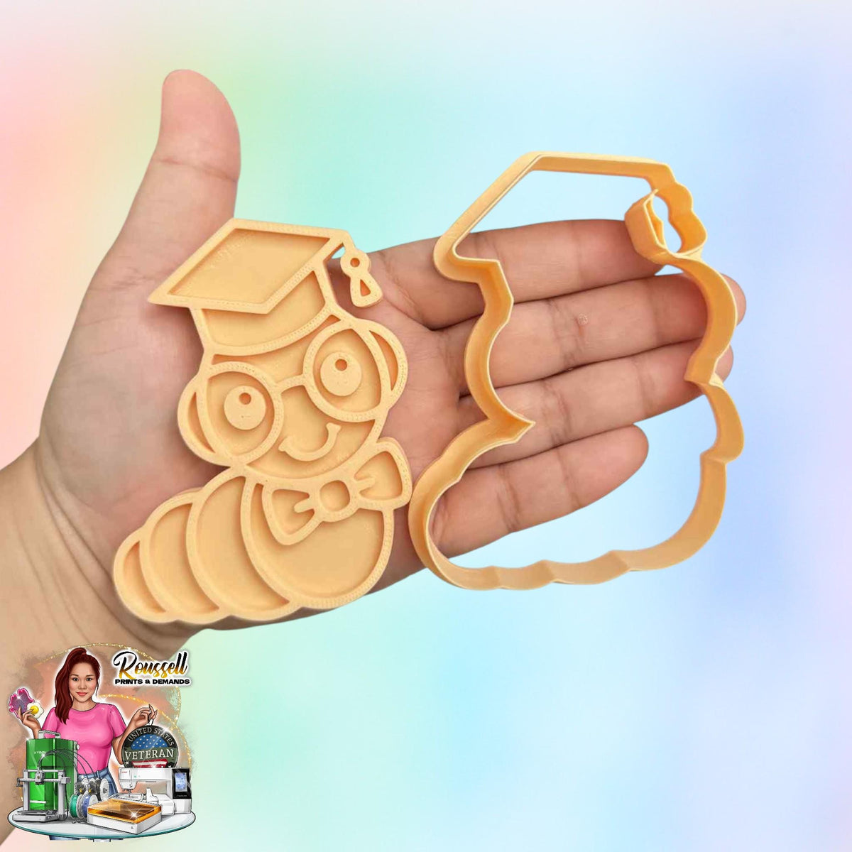 Bookworm  Cookie Cutter Set: 3D Printed Fondant & Clay Cutters
