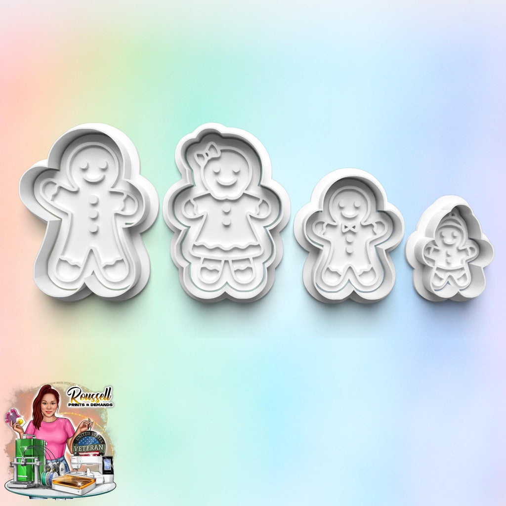 Ginger family Cookie/Ornament Clay  Cutter: 3D Printed Fondant Clay Cutter