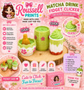 Matcha drink fidget clicker 3D printed set with ceremonial bowl bamboo whisk stackable tin and soft serve cup with keychain