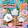 Starfish cake pop mold and stamp with decorated under-the-sea treats, shown with Roussell Prints branding