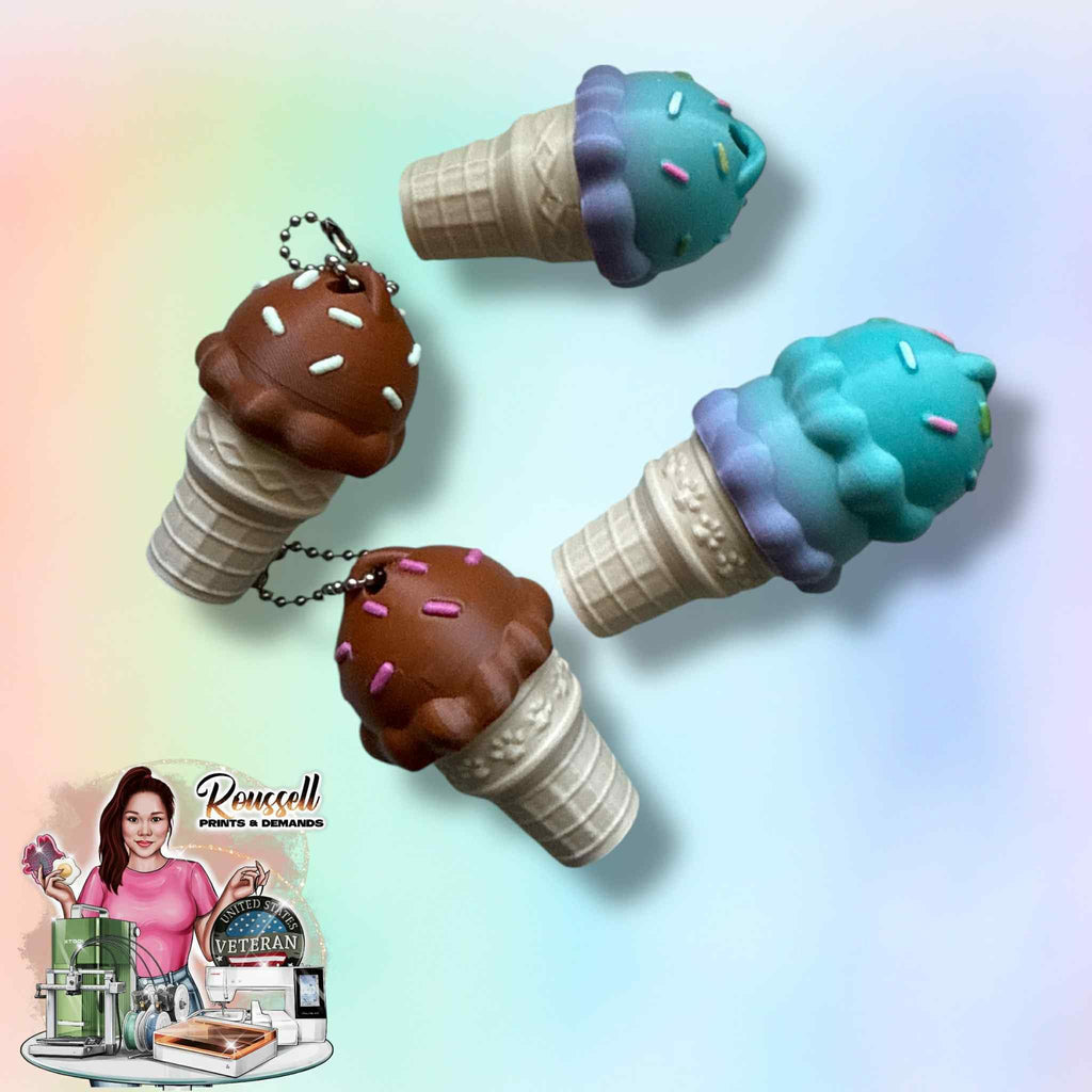 Ice Cream Sprinkle Clicker Keychain: 3D Printed PLA Cone