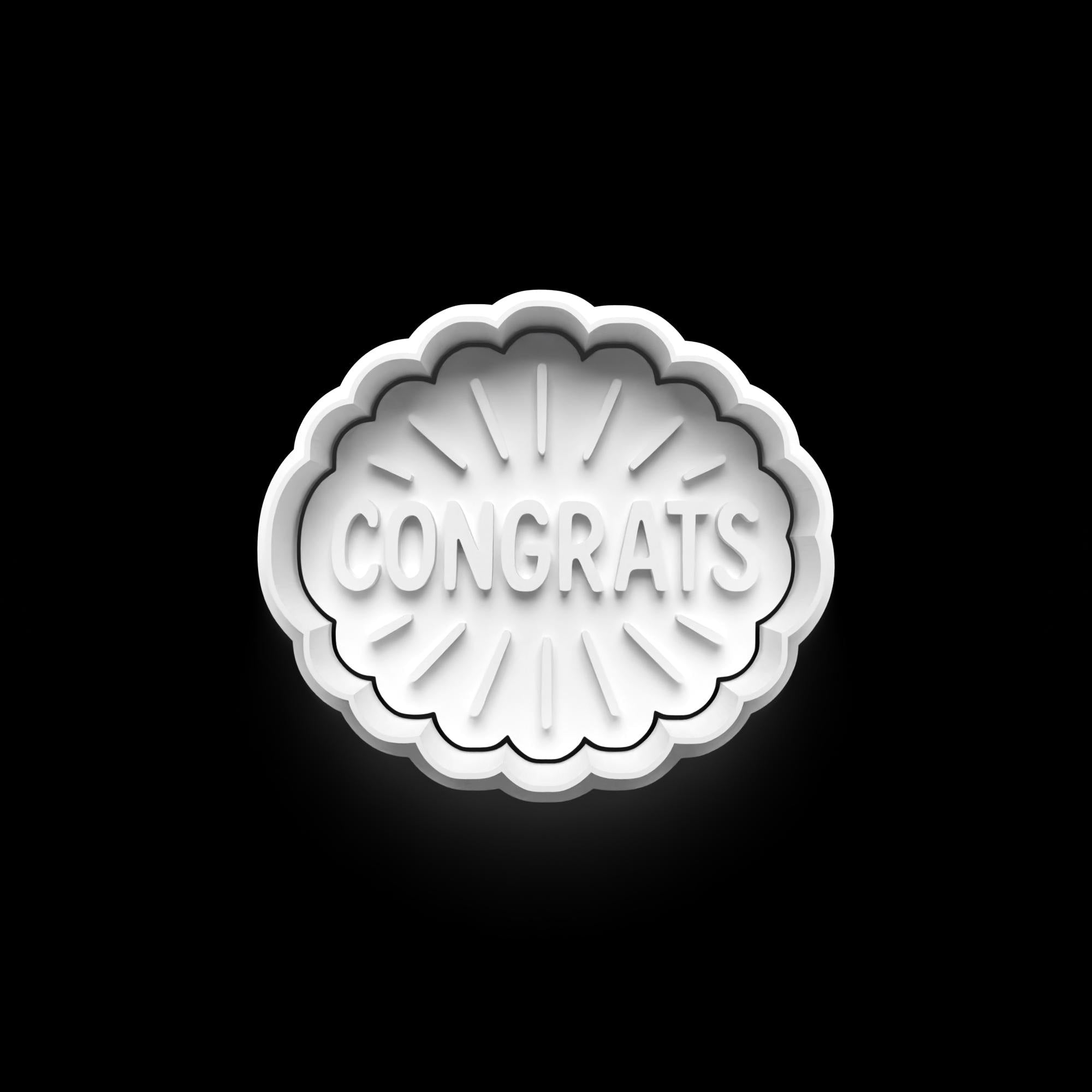 Congratulation  Theme Cookie Cutter: 3D Printed Fondant & Clay Cutter