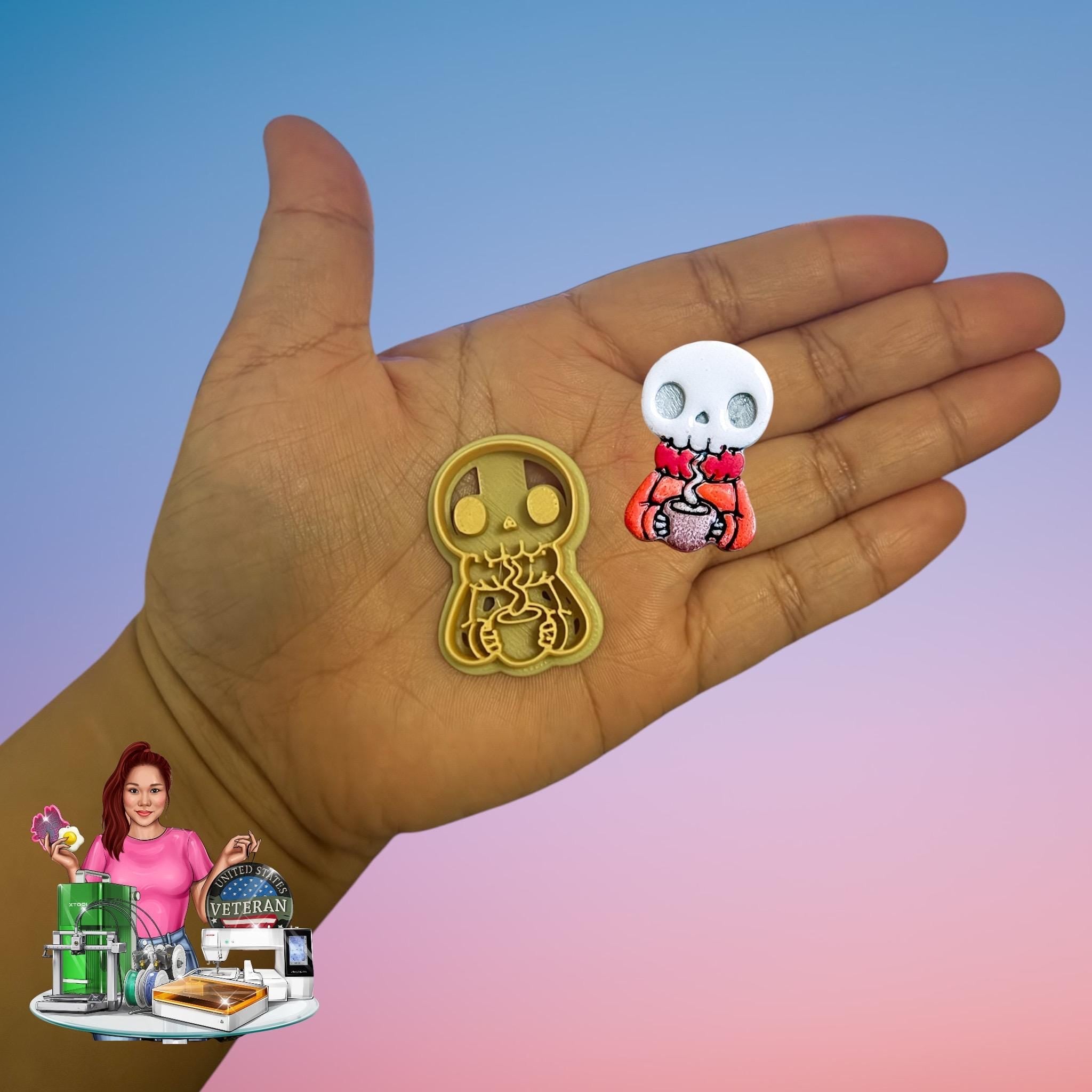 Cozy Skelly Ghost  Clay Earring Cutters Polymer Clay cutter