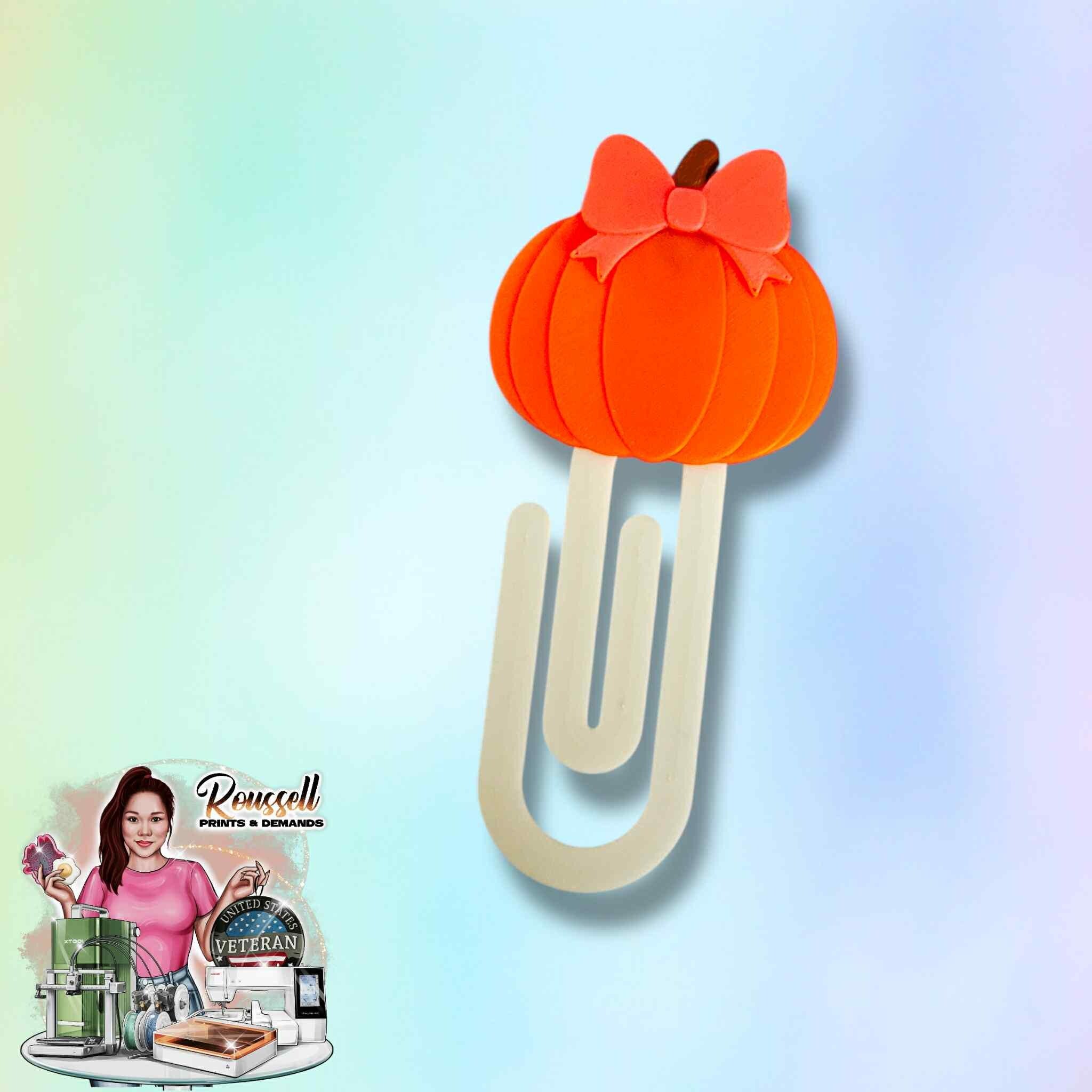 Pumpkin 3d printed paper clip | 3d bookmark
