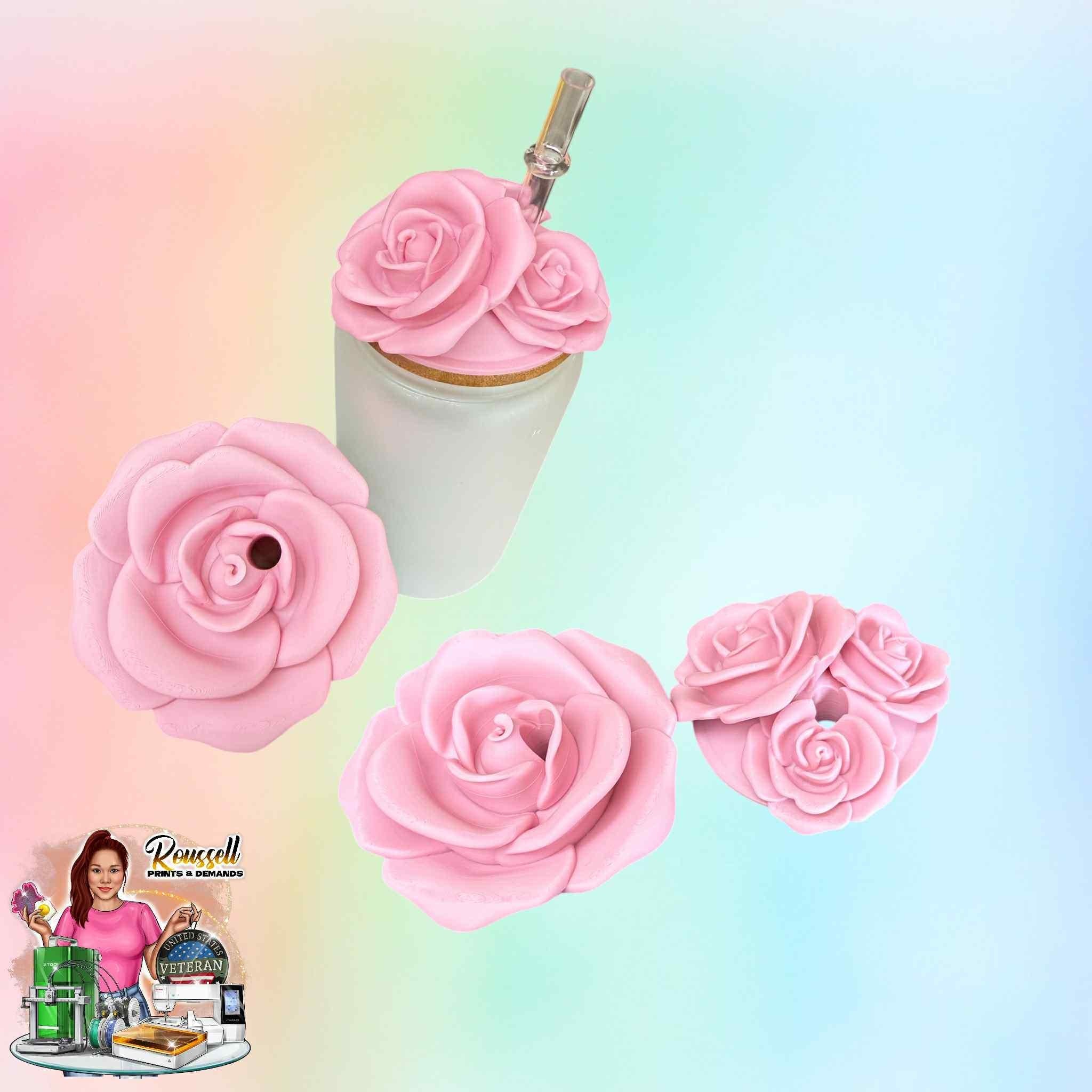 BEST SELLER 3d Rose 16oz Glass Can Lid Topper 3D Print