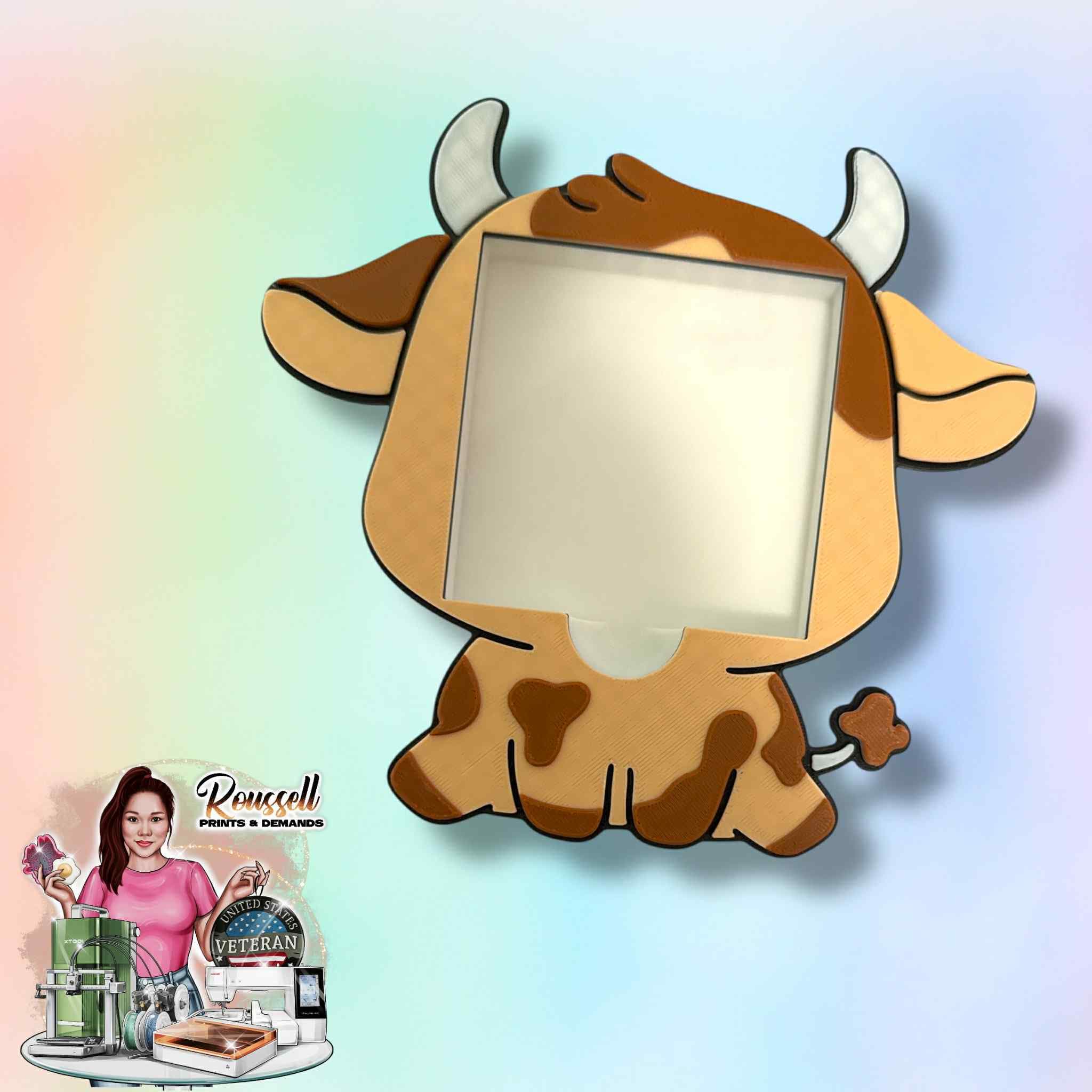 Cow Sticky Note Holder 3d printed no resin added