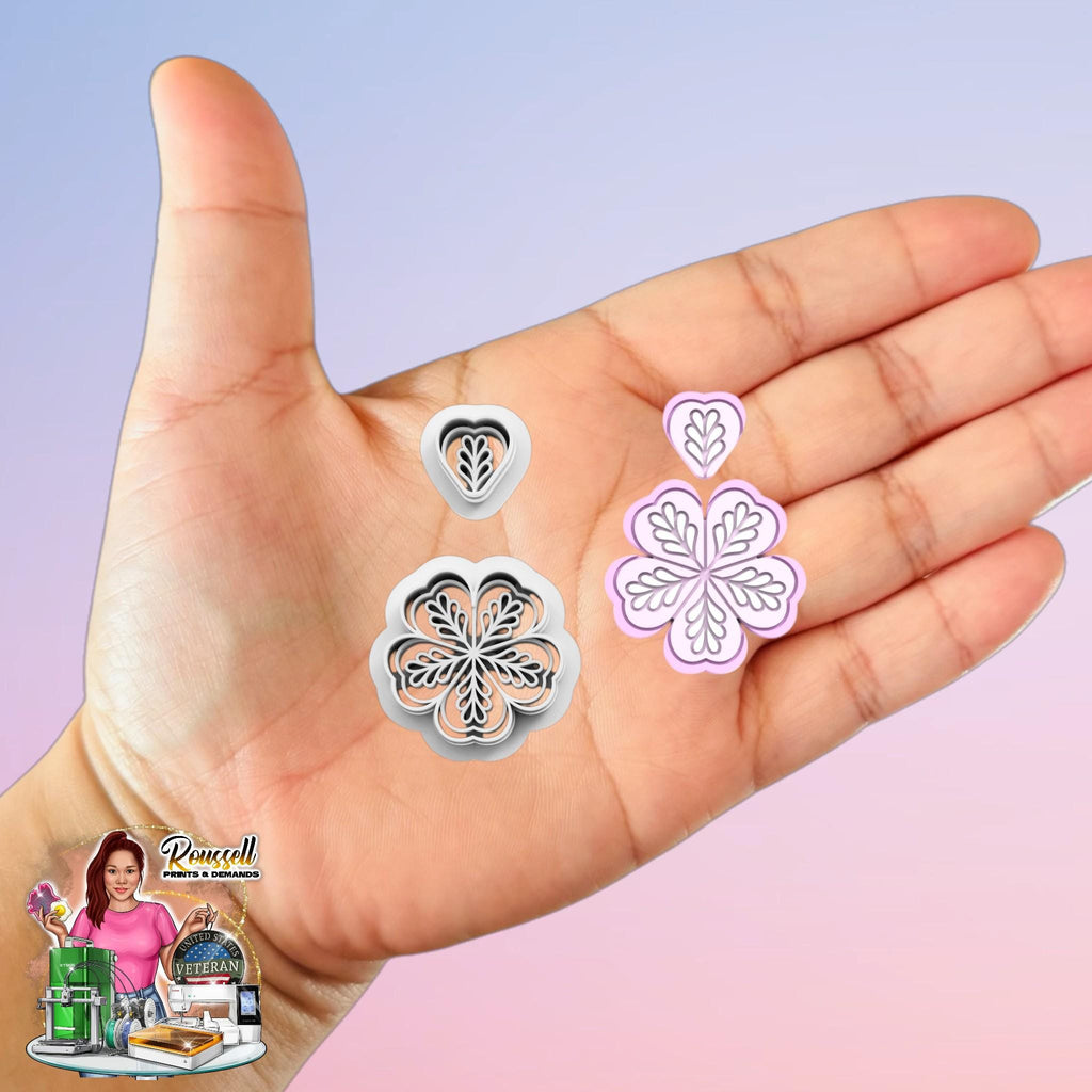 Ornamental Cherry Blossom Combo Clay cutter 3d Printed