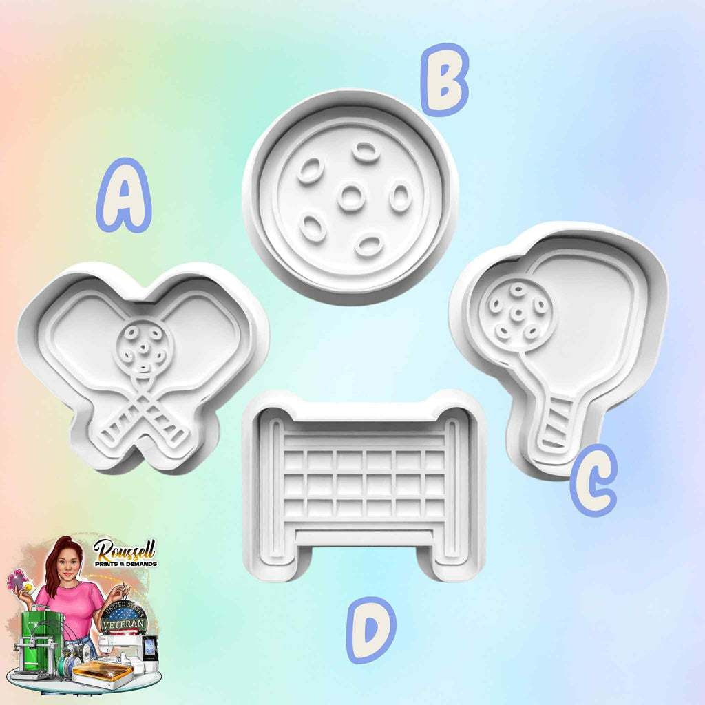 Pickleball Theme: 3D Printed Fondant , Clay Cutter Cookie cutter