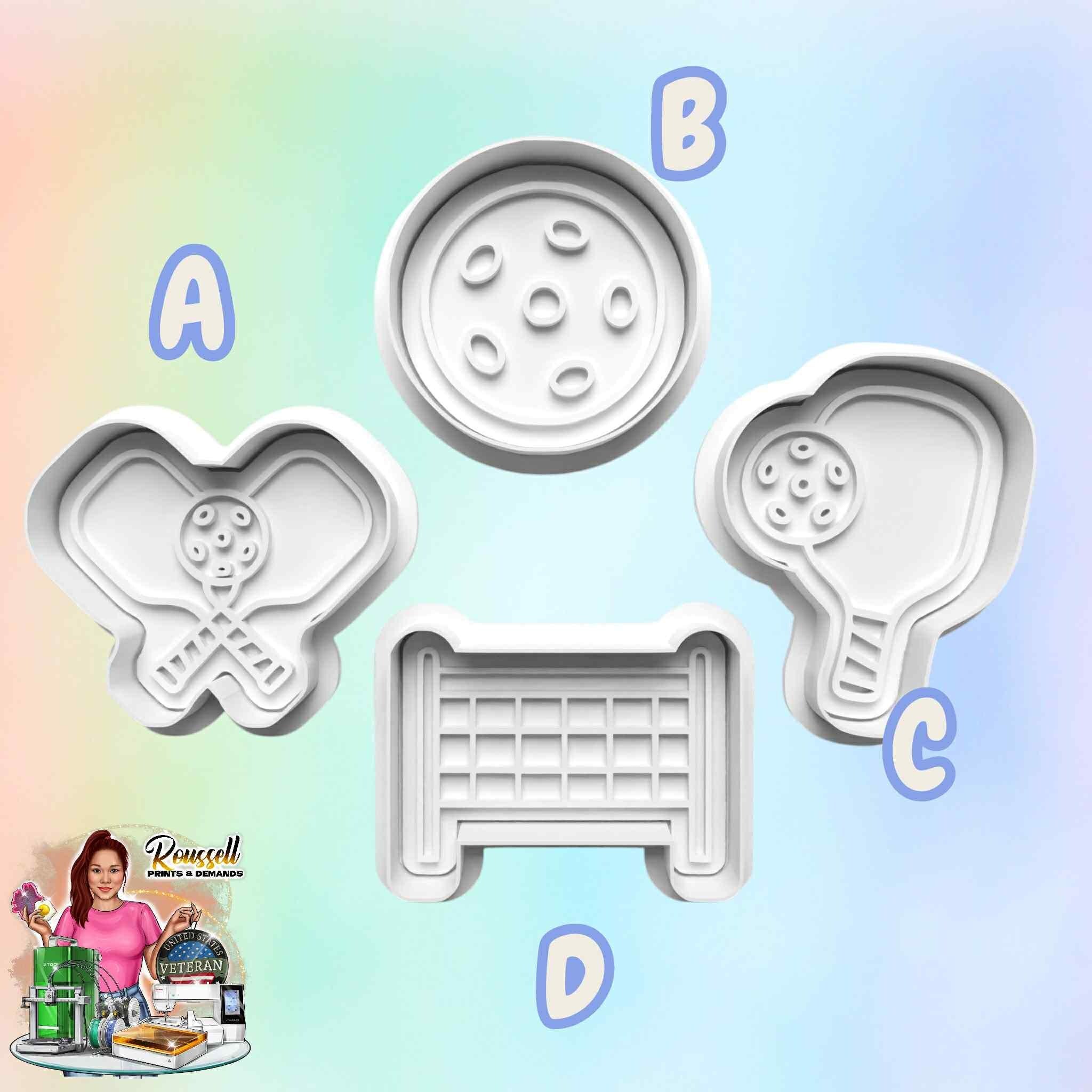 Pickleball Theme: 3D Printed Fondant , Clay Cutter Cookie cutter