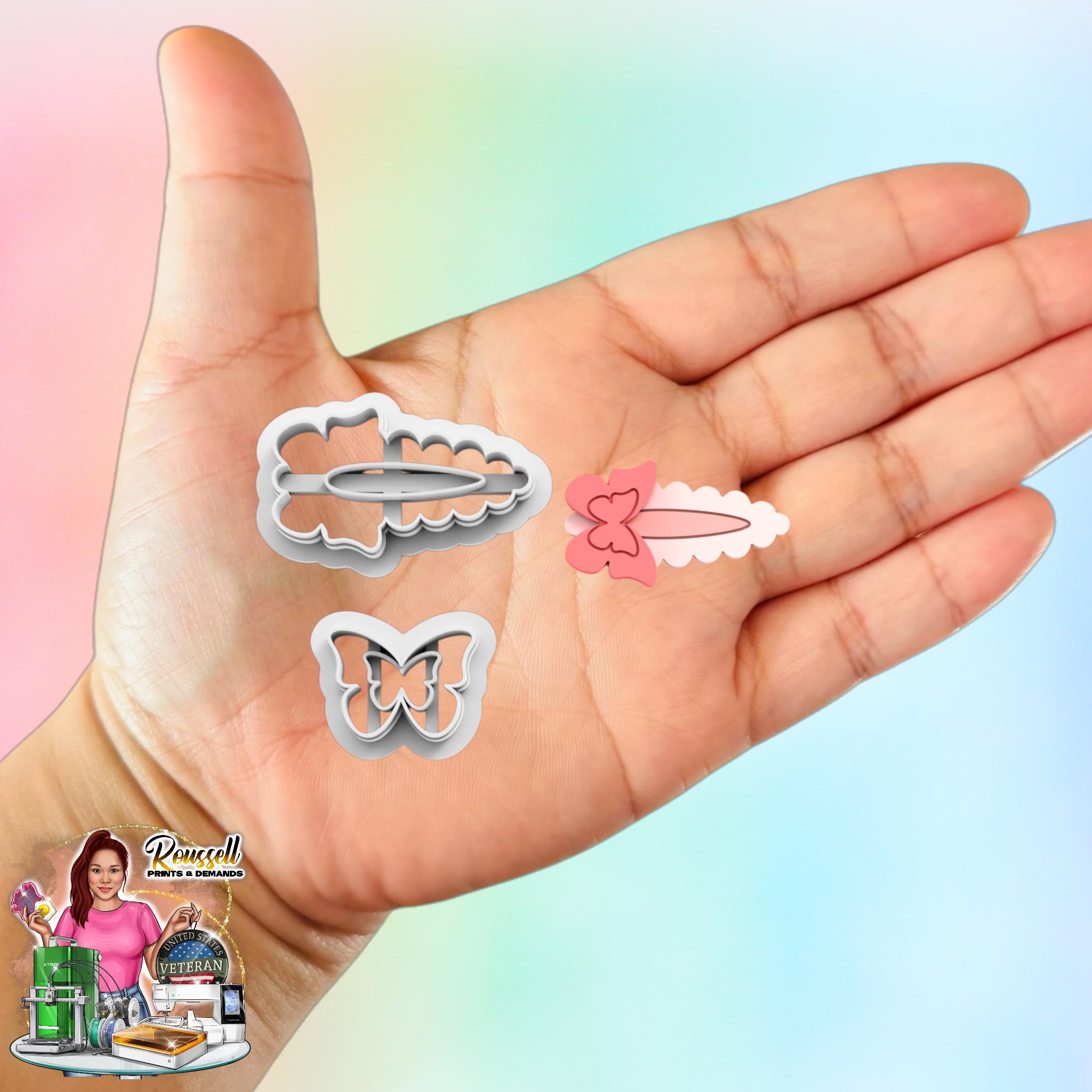 Barrette with Butterfly Clay Cutter