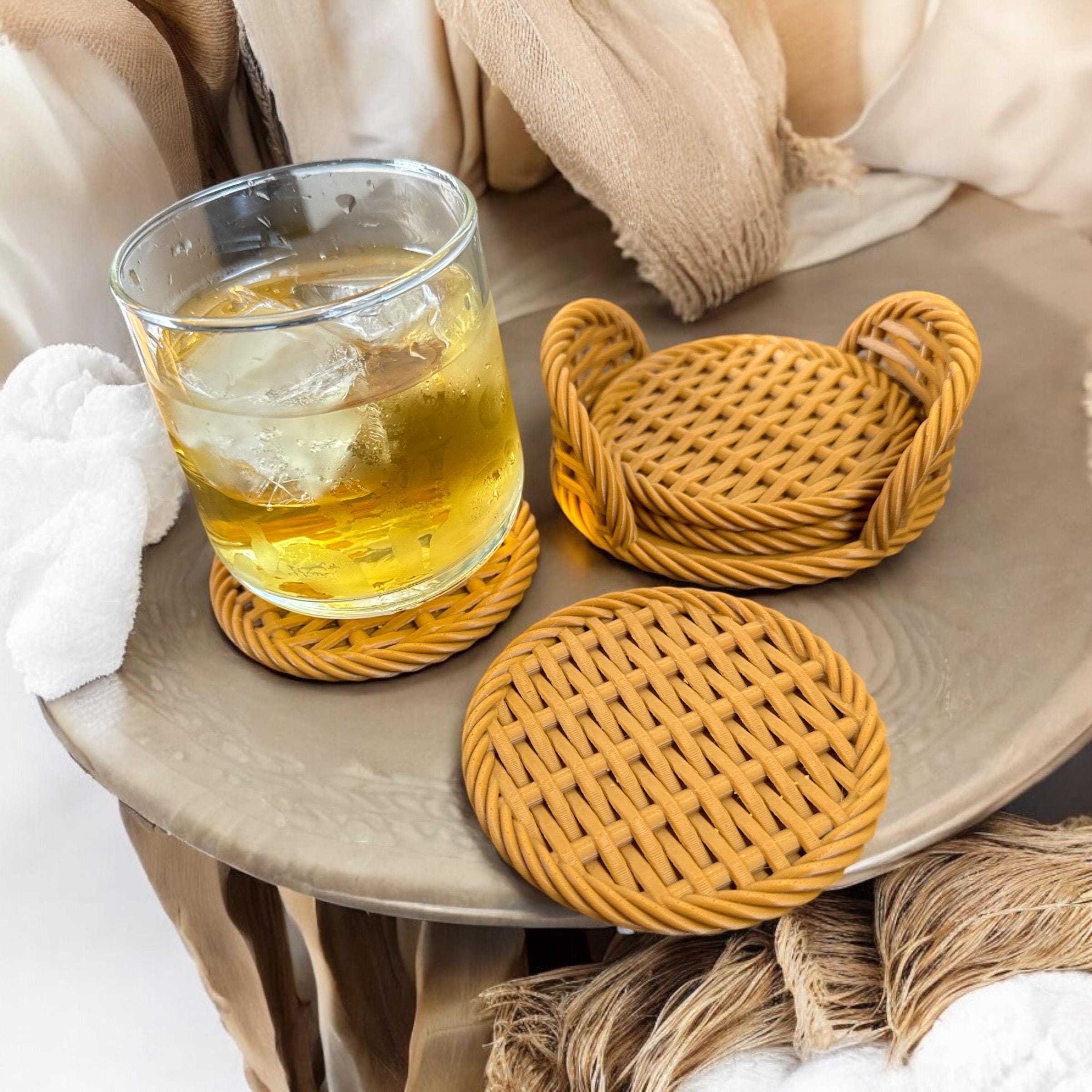 Rattan Style 3d printed coaster 4set