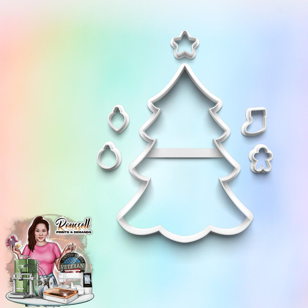 Christmas tree with ornament Cutter: 3D Printed Fondant & Clay Cutter